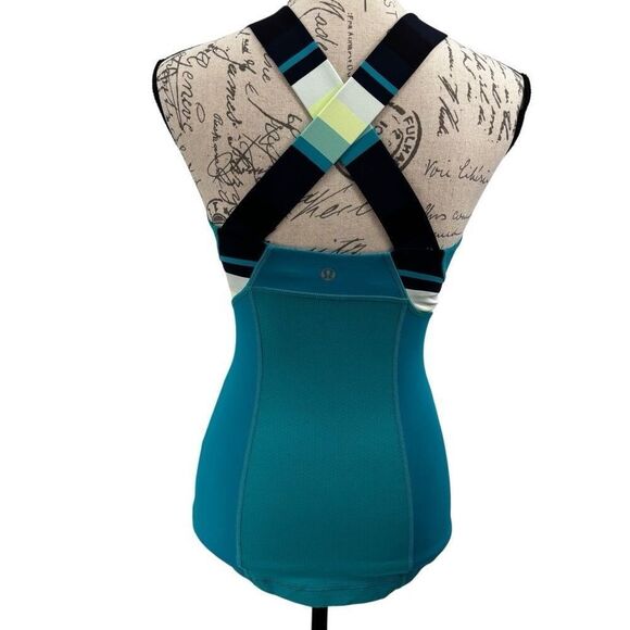 Lululemon Push Ur Limits Tank Top Surge Green /Assorted stripe Size 2 - Picture 1 of 8